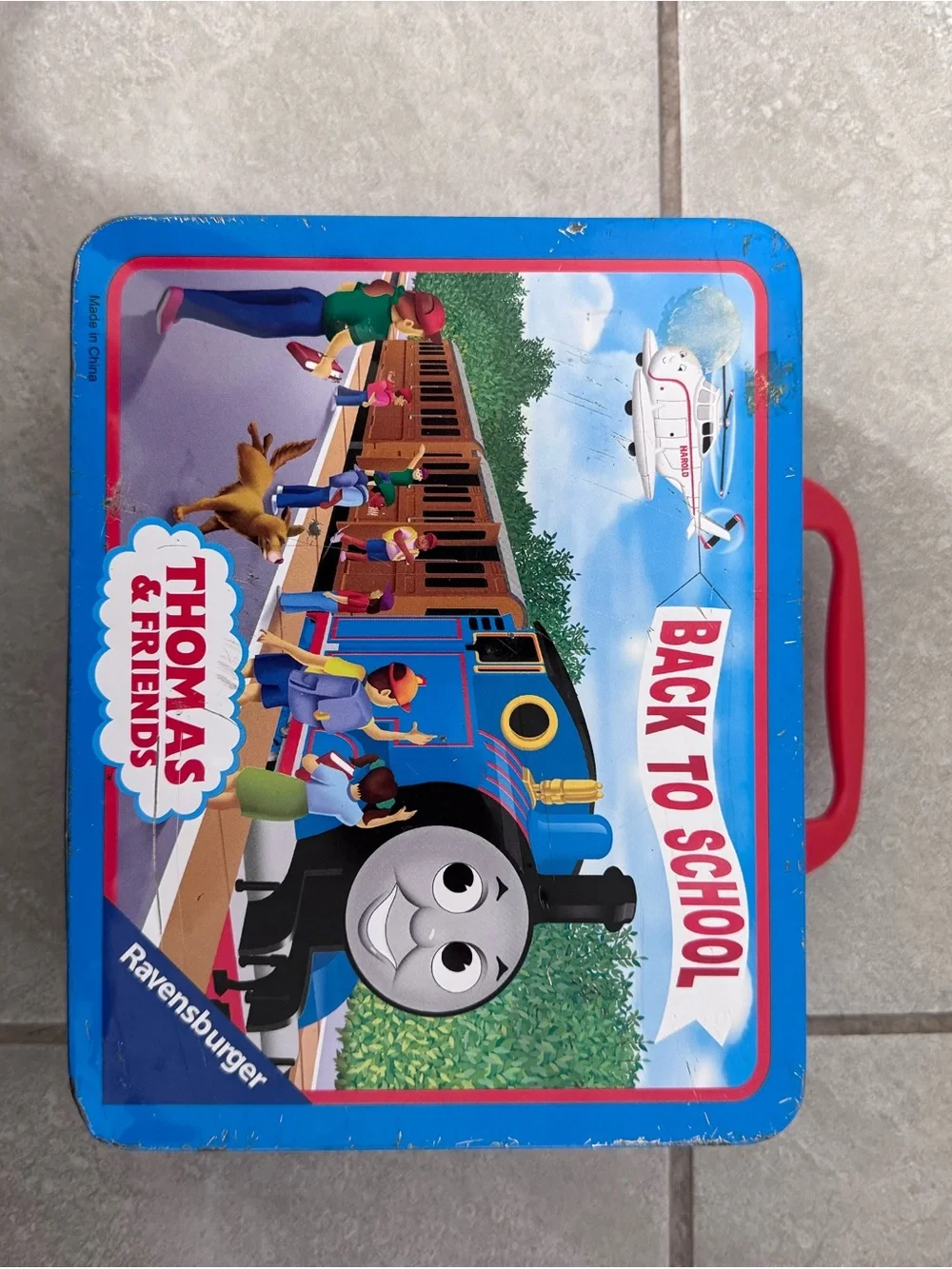 2000’s Thomas & Friends Blue and Red 'Back to School' Tin Lunchbox